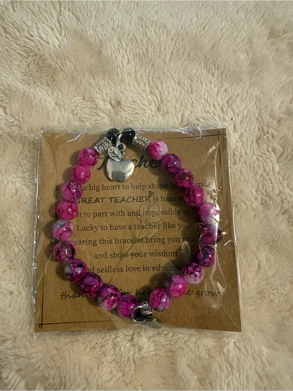 Dark Purple Beaded Teacher Appreciation Bracelet